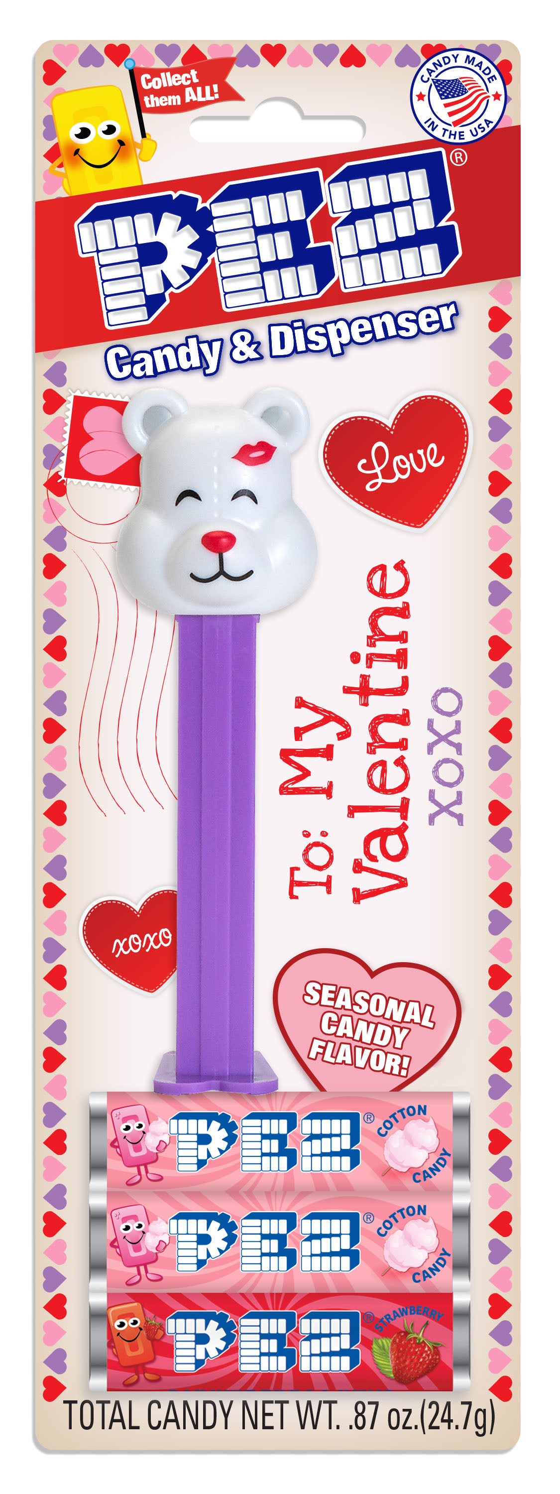 Pez Valentine Asst Blister Packs 12/6ct (1 Dispenser, 3 Rolls)