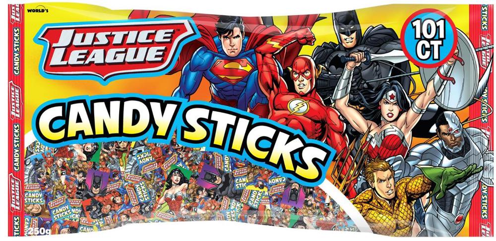 World Changemaker Bags Justice League Candy Sticks Assorted 12/101ct