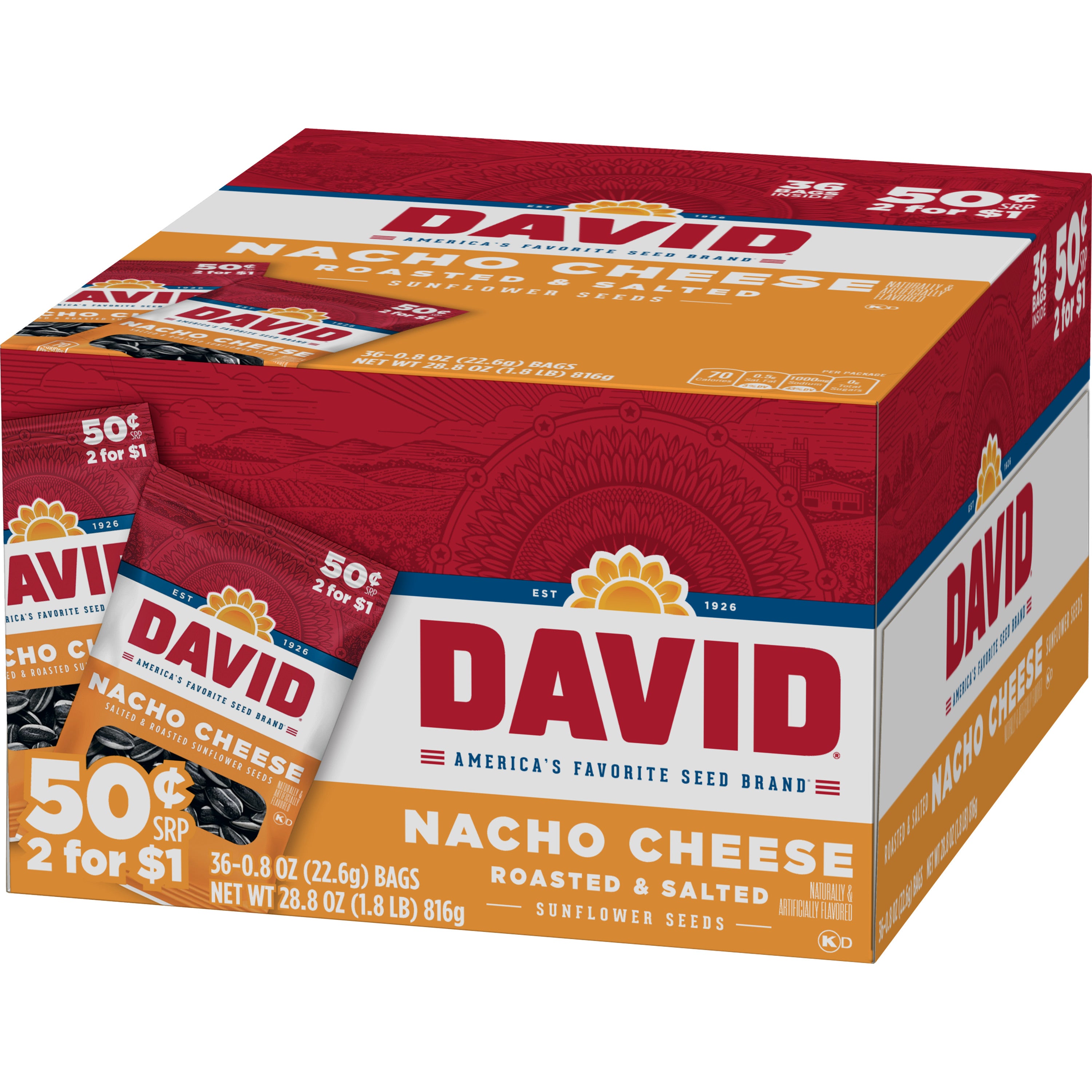 David Nacho Sunflower Seed 36 Ct Pp .69  Cents .80oz  1/9ct