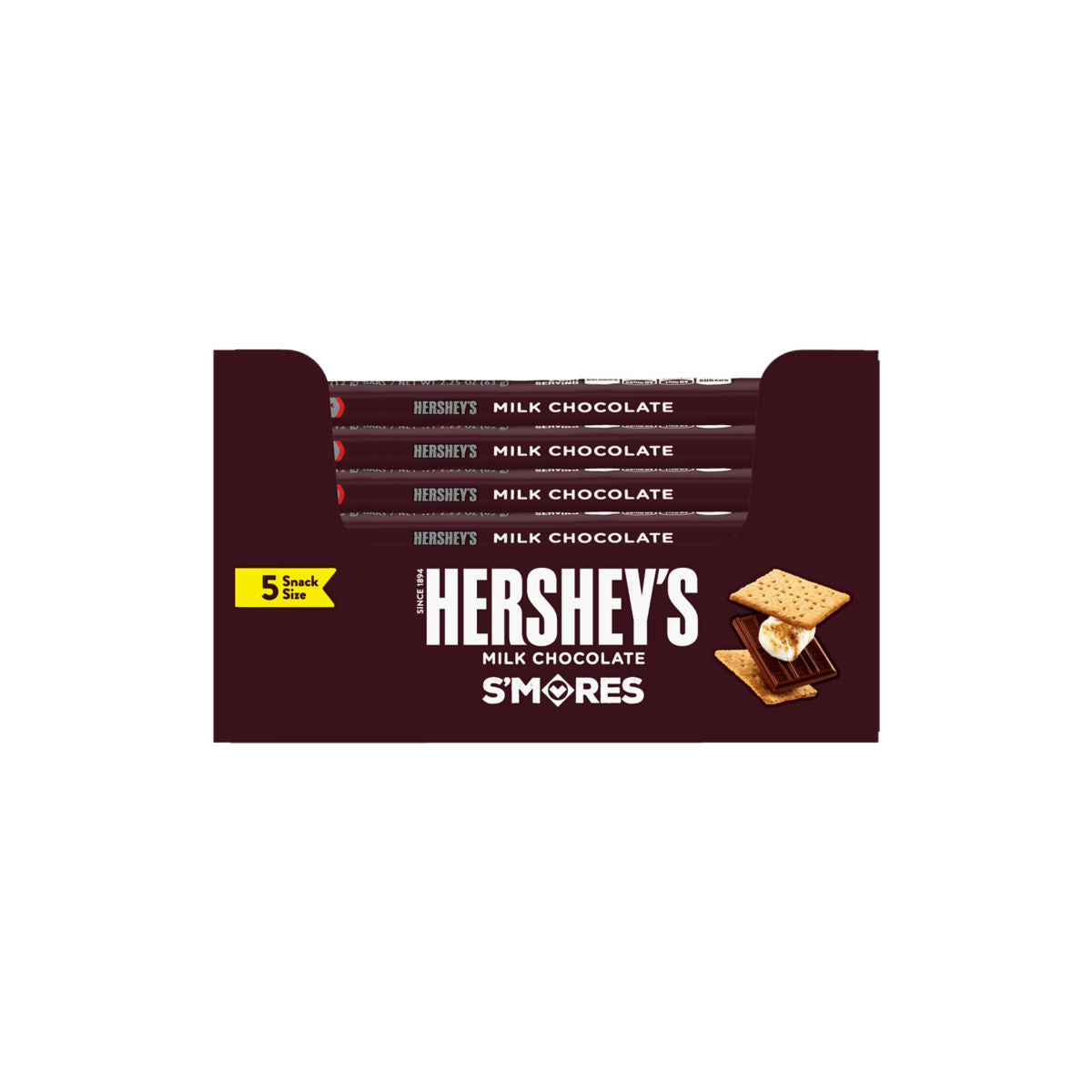 HERSHEY'S Milk Chocolate Snack Size Bar 5-Pack, 2.25 oz., 24 ct., Display Ready Case