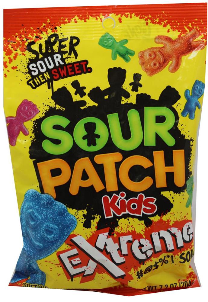 Mondelez 6.5oz,7.2oz & 8oz Peg Bag Sour Patch Extreme 12ct 7.2oz