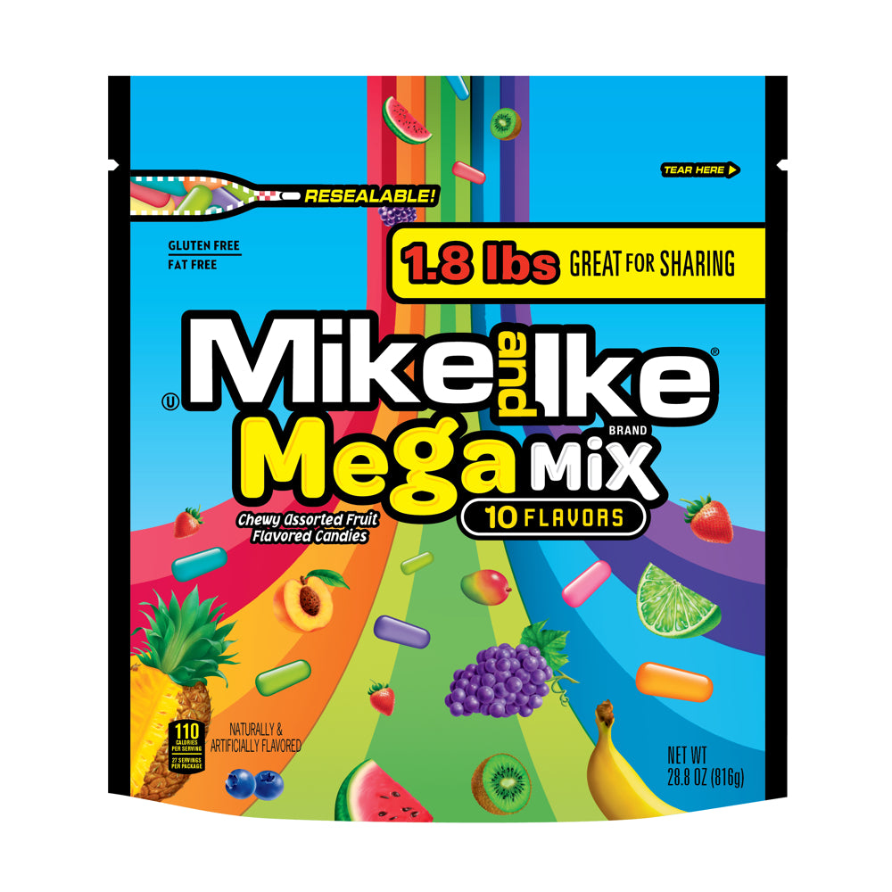 Mike & Ike Mega Mix  Stand Up Bag 1.8lb   1/6ct