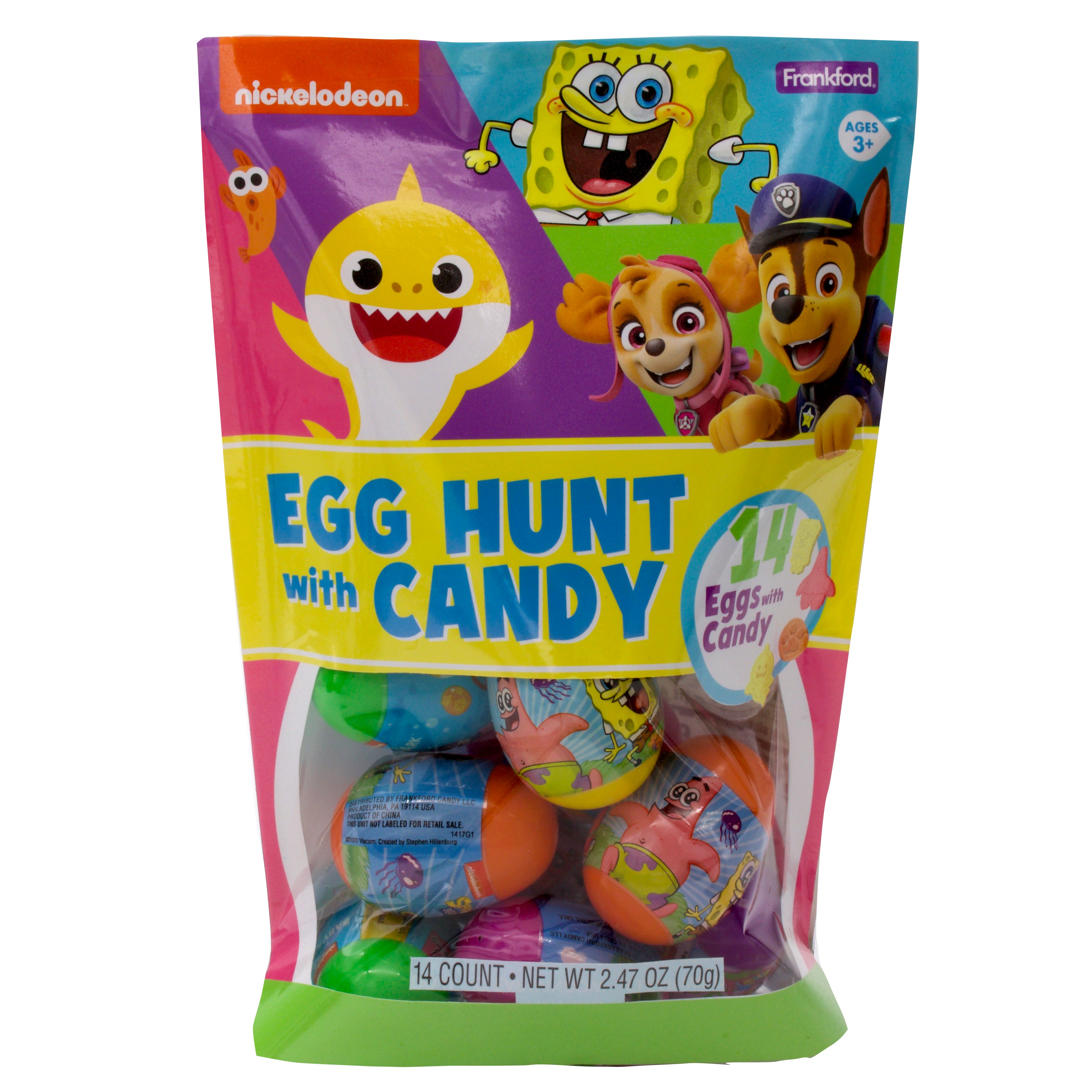 Nickelodeon Plastic Egg Hunt Bag - 14ct 2.47oz 6ct