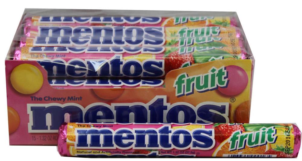 Mentos Singles Roll Mixed Fruit 24/15ct 1.32oz