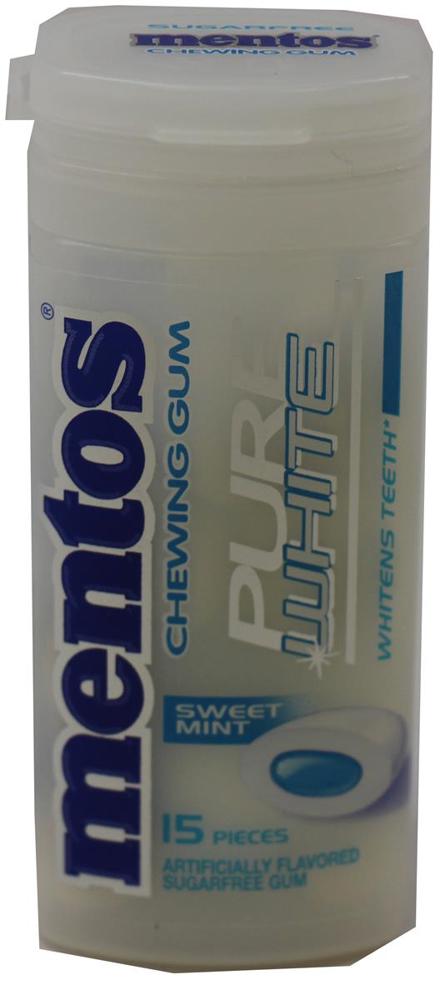 Mentos Gum Pocket Bottle Pure White Mint 12/10ct 1.06oz