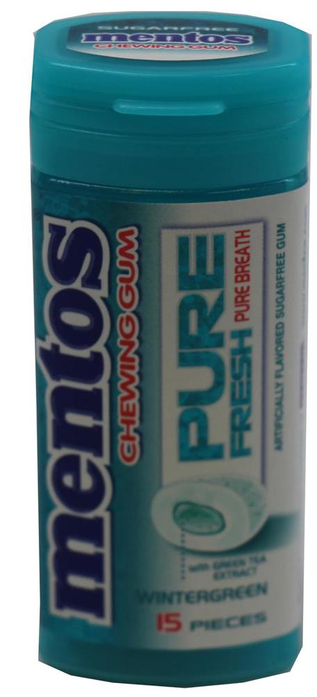 Mentos Gum Pocket Bottle Pure Fresh Wintergreen 12/10ct 1.06oz