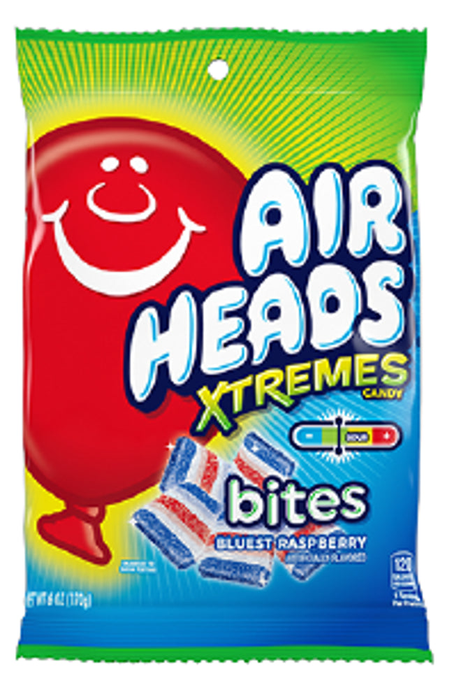 Perfetti Airheads Xtreme Bites Blue RaspberryPeg Bag 6z 1/12ct