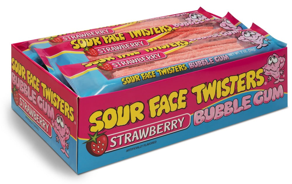 Sour Bubble Gum Straws Strawberry 6/12ct 2oz