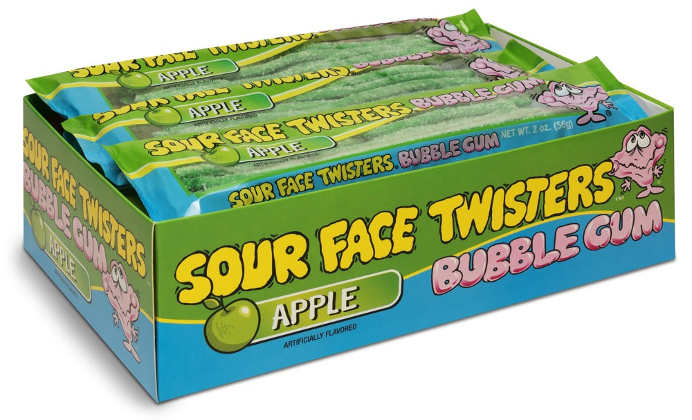 Sour Bubble Gum Straws Green Apple 6/12ct 2oz