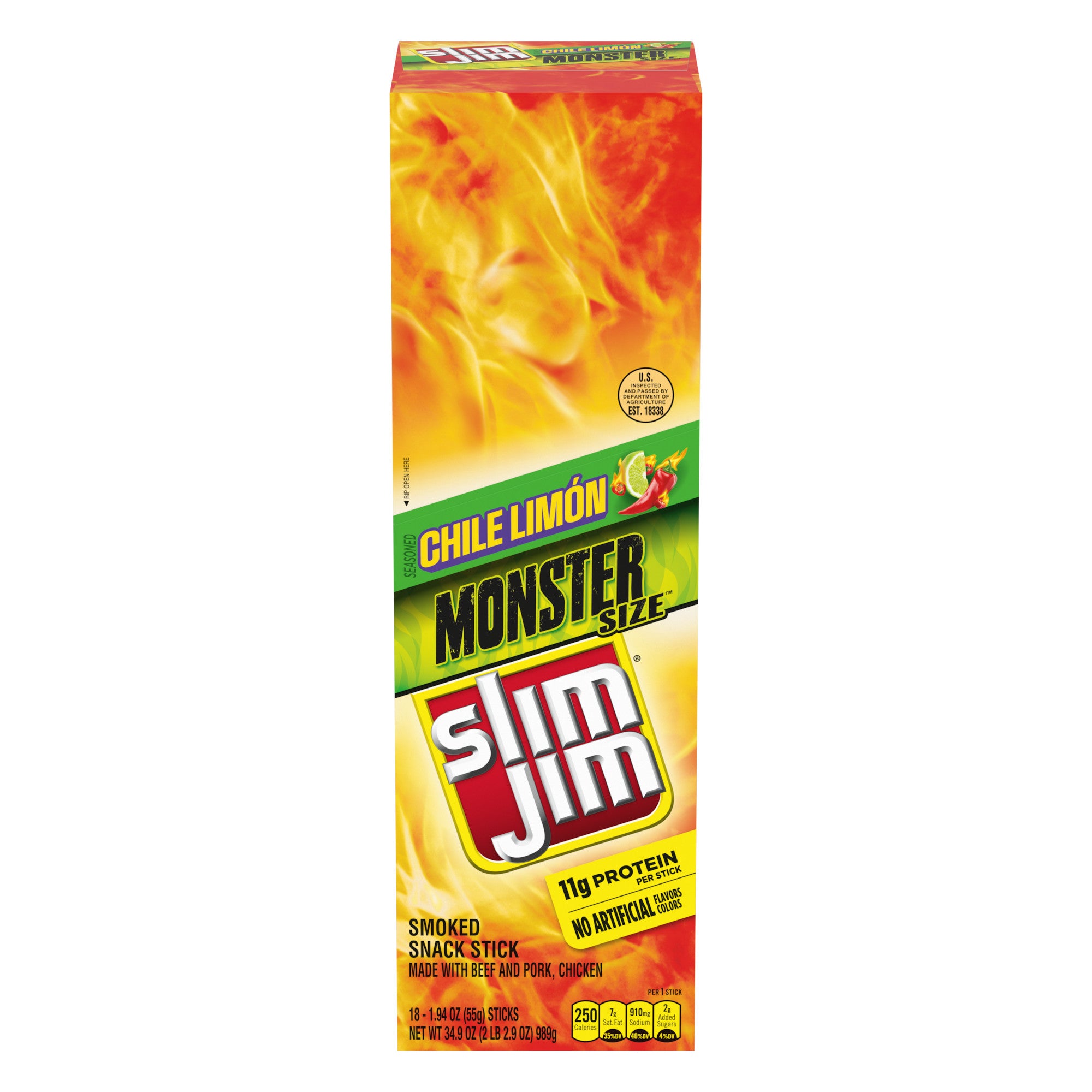 Slim Jim Monster Stick Chile Limon 1.94oz  6/18ct