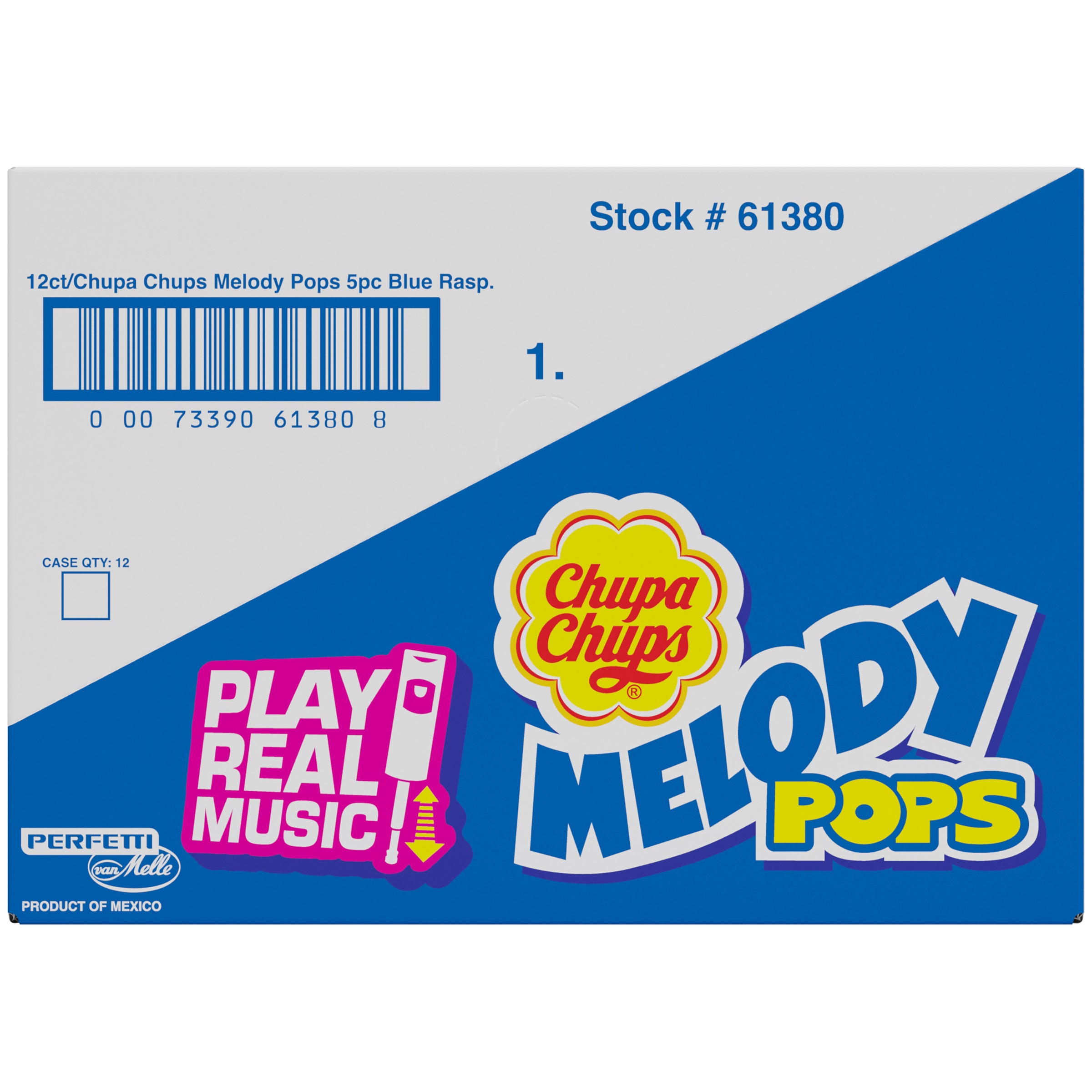 Chupa Chups Melody Pops 5pc Blister Blue Rasp DRT 1/12ct