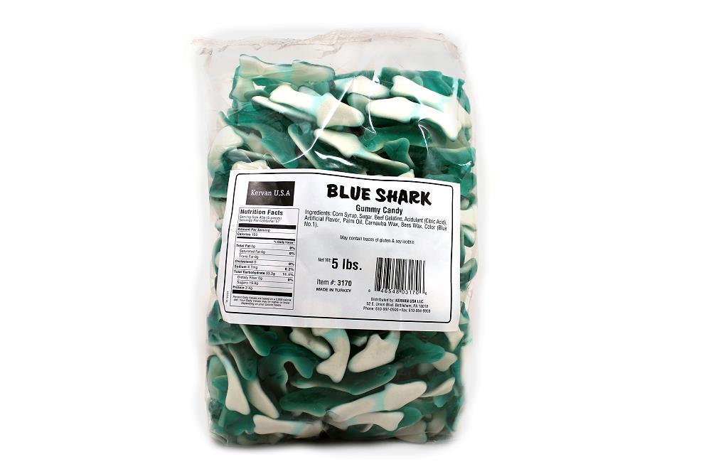 Kervan Bulk 5 lb Shaped Gummies Blue Shark 4ct 5lb