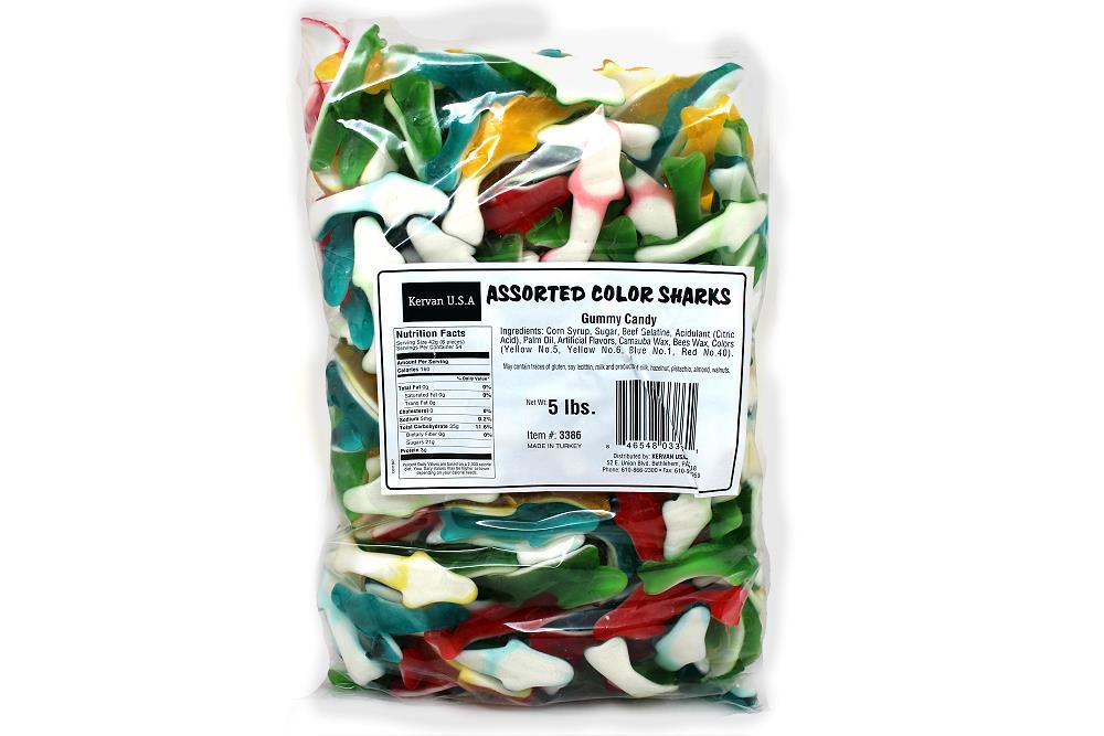 Kervan Bulk 5 lb Shaped Gummies Assorted Shark 4ct 5lb