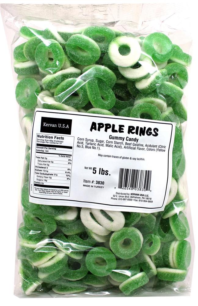 Kervan Bulk 5 lb Shaped Gummies Apple Rings 4ct 5lb