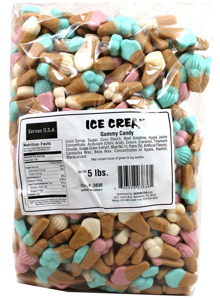 Kervan Bulk 5 lb Shaped Gummies Ice cream 4ct 5lb