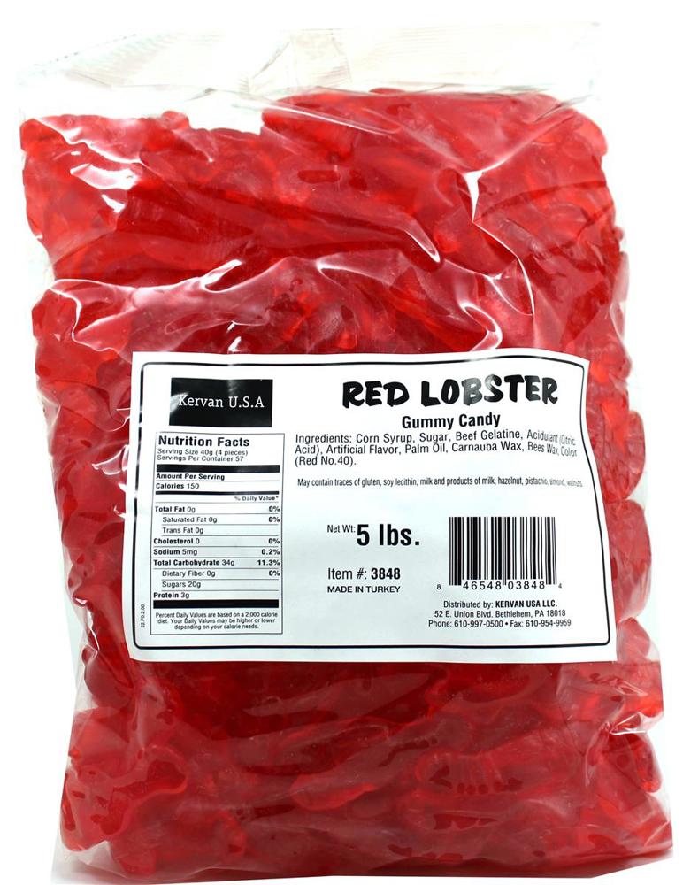 Kervan Bulk 5 lb Shaped Gummies Red Lobster 4ct 5lb