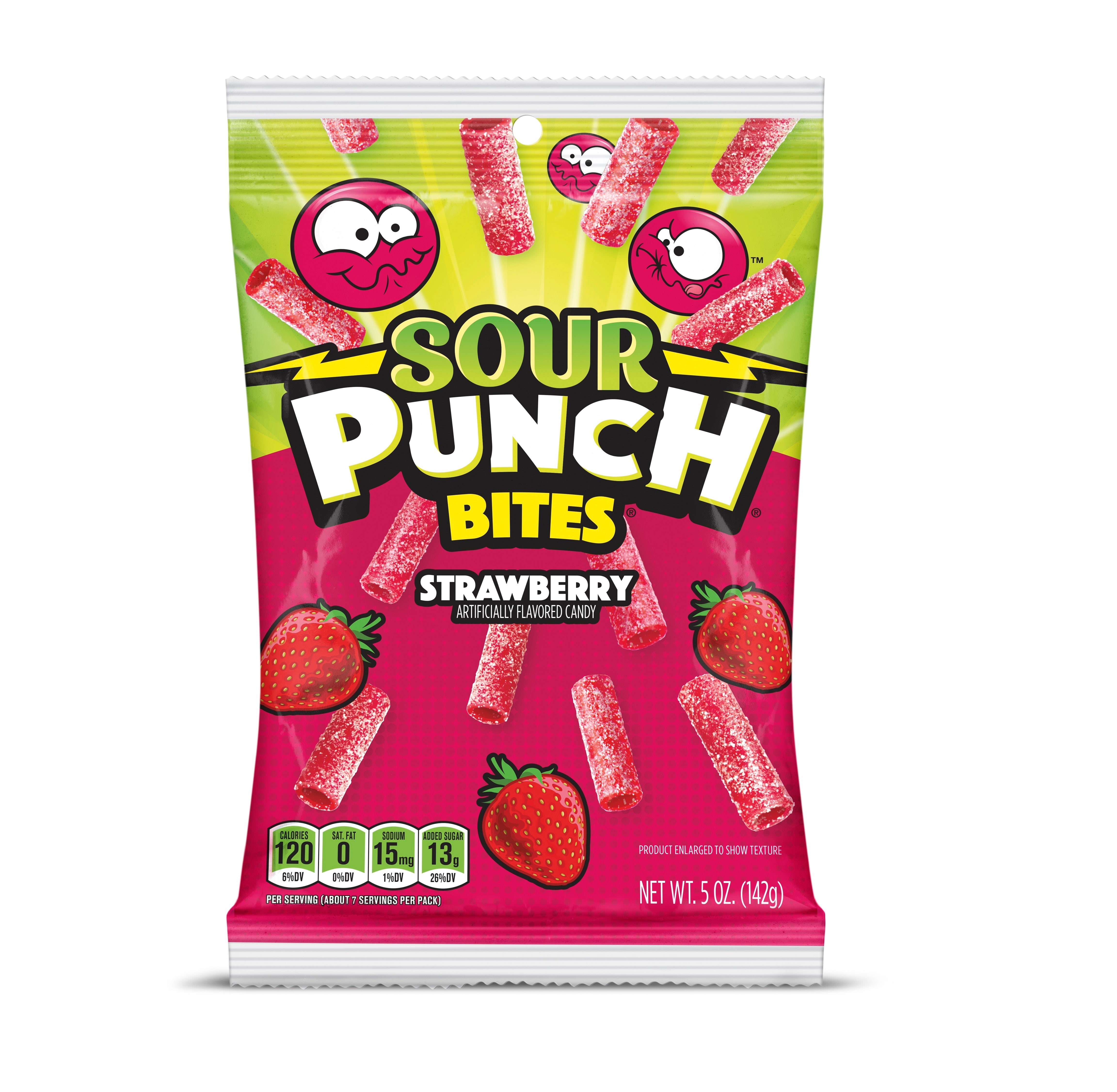 Sour Punch Strawberry  Bites Peg 5oz 1/12ct