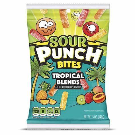 Sour Punch Tropical Bites Peg 5oz 1/12ct