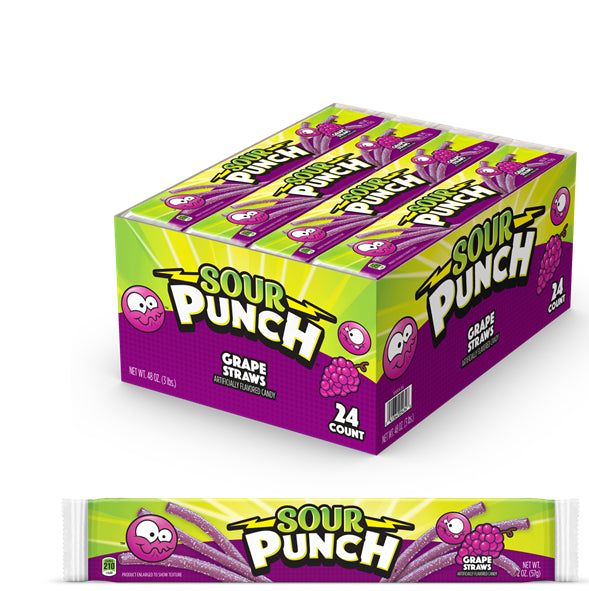 American Licorice Sour Punch Grape Straws 2oz 12/24ct