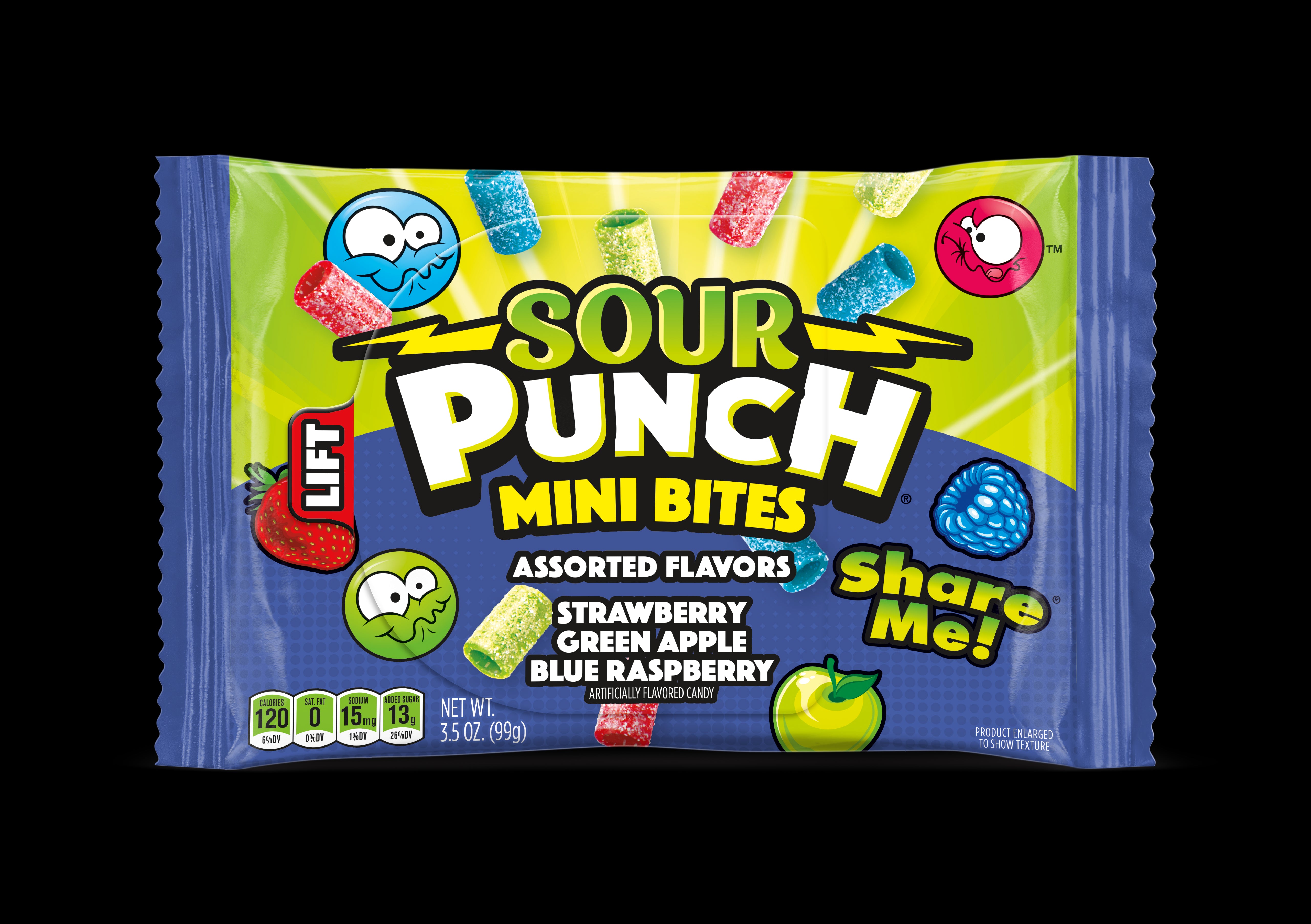 Sour Punch Assorted  Bites Share Me! Pouch 3.5oz 12/12ct