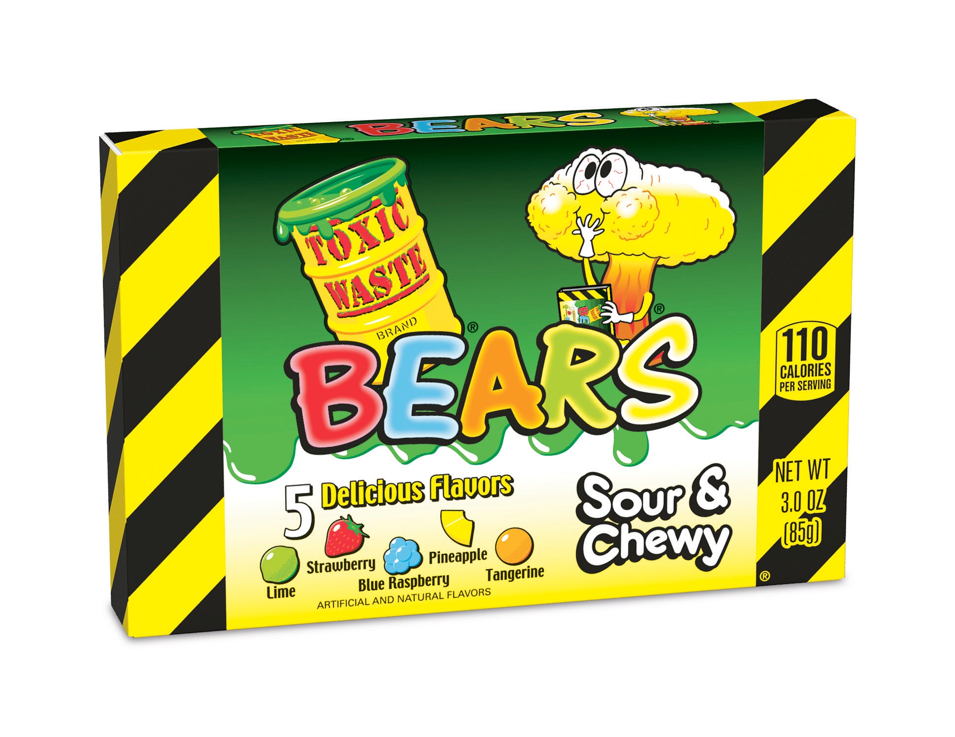 Toxic Waste Bears Theater Box  Sour & Chewy Asst  Flavors 3oz  4/12CT