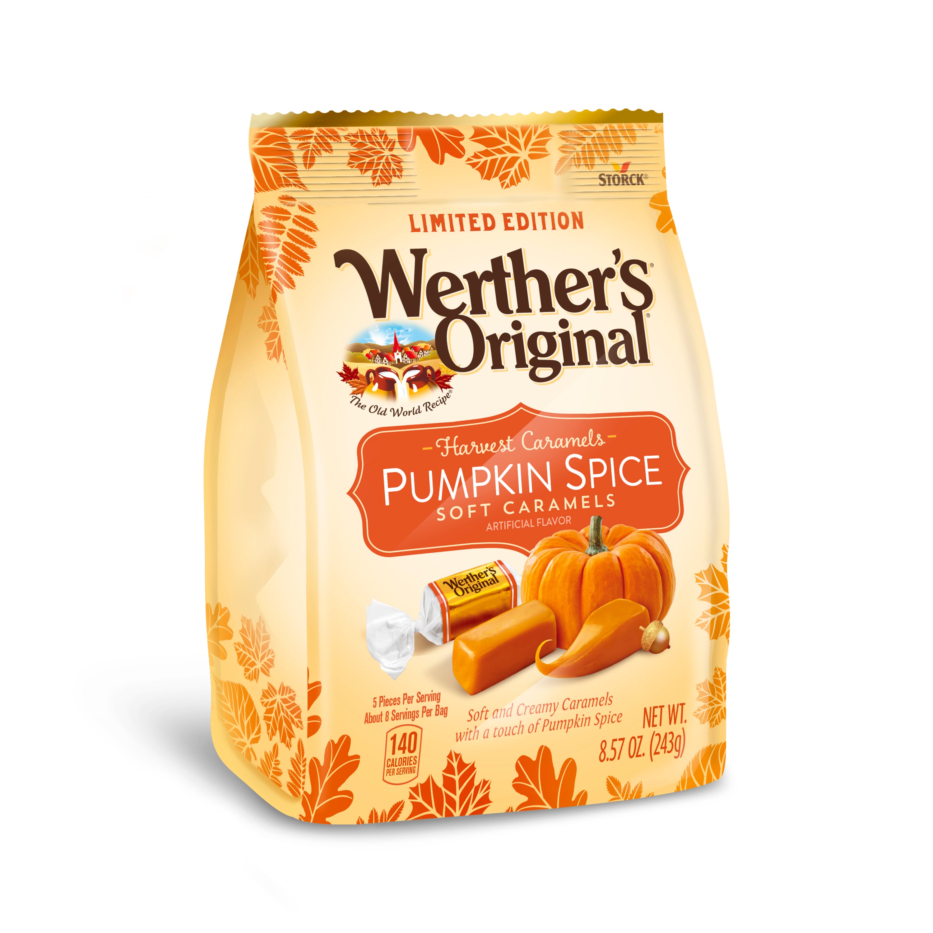 Werther's Original Soft Pumpkin Spice Caramels 8.57oz Stand Up Bag