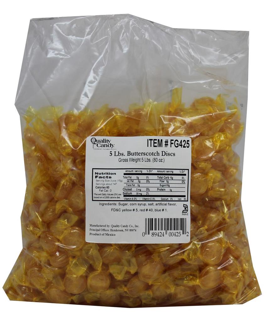 Quality Bulk Candy 5 lb Bag Butterscotch Disks Approx 450 Piece(s) 5lb 1/5ct