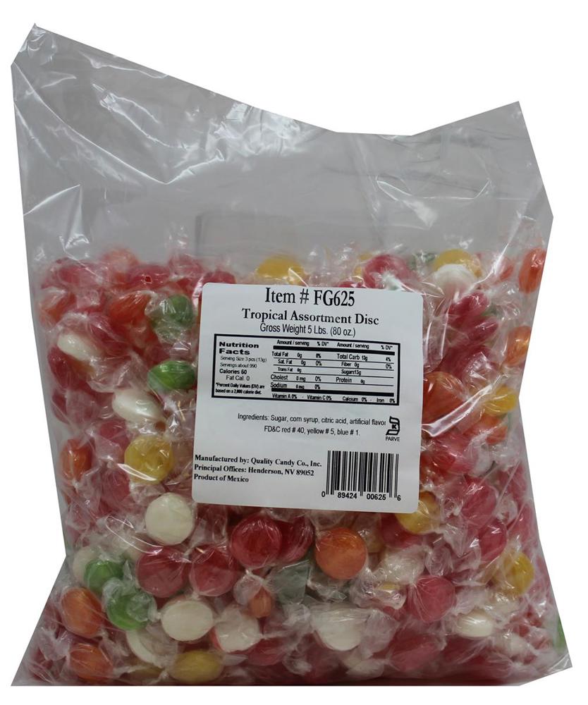 Quality Bulk Candy 5 lb Bag Tropical Fruit Disks Approx 430 Piece(s) 5ct 5lb