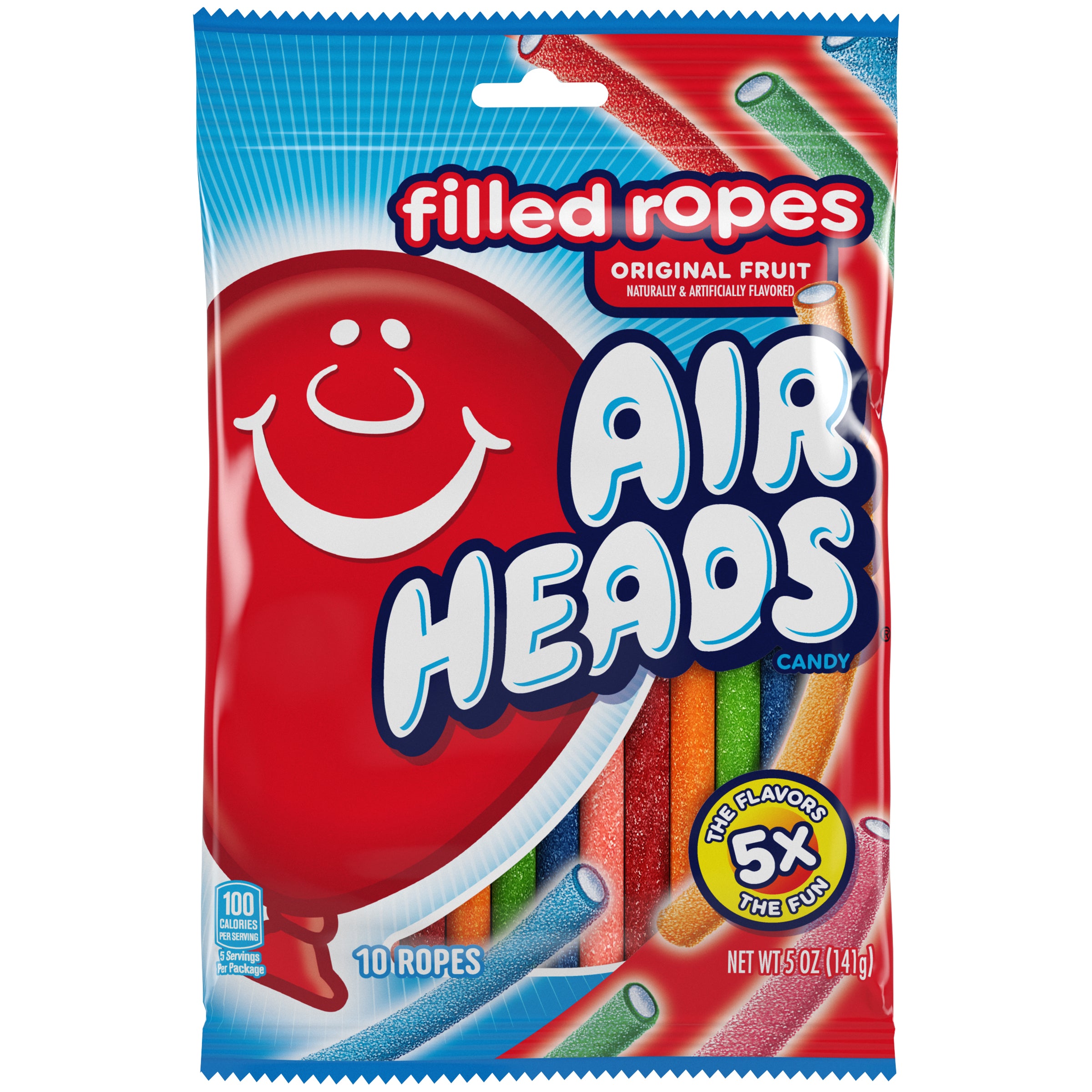 Airheads Filled Ropes Assorted 5oz Peg  1/12ct