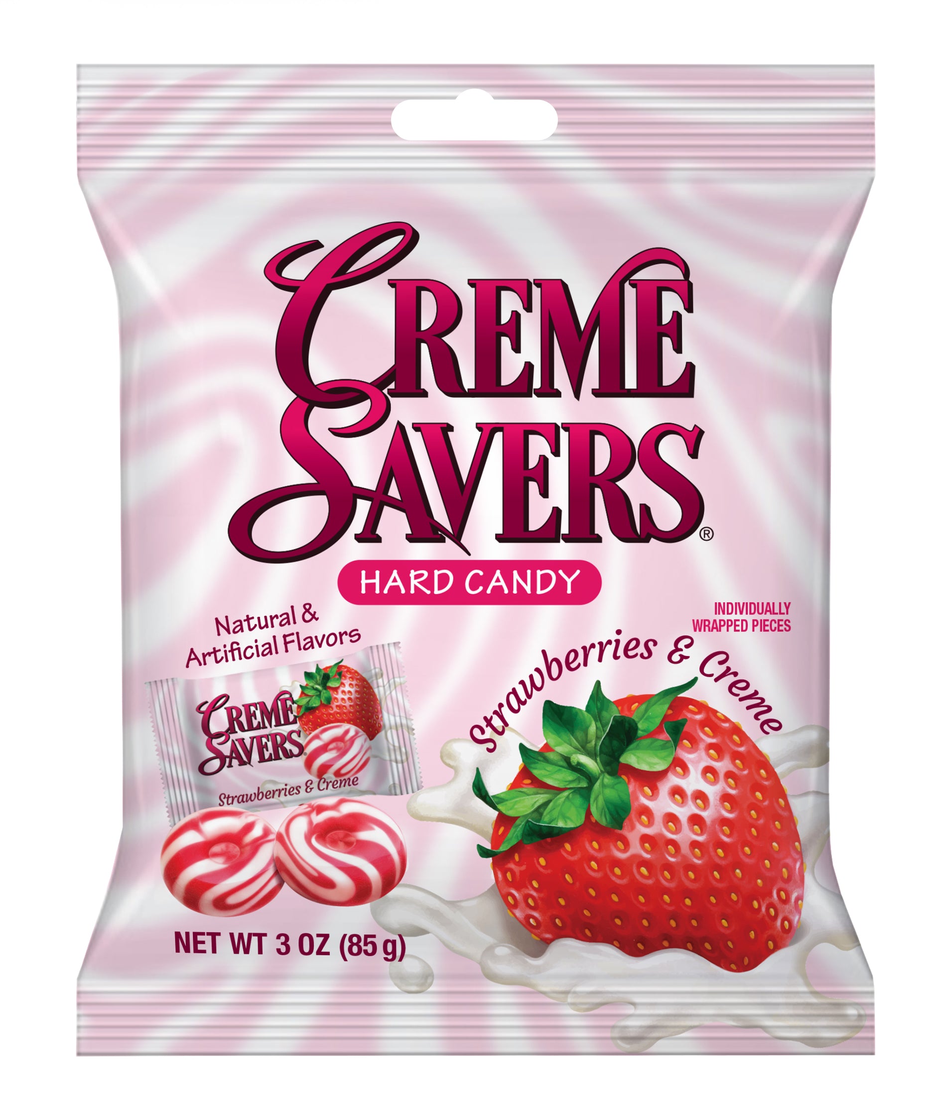 Creme Savers Bags  Strawberries & Creme 3oz  1/12ct