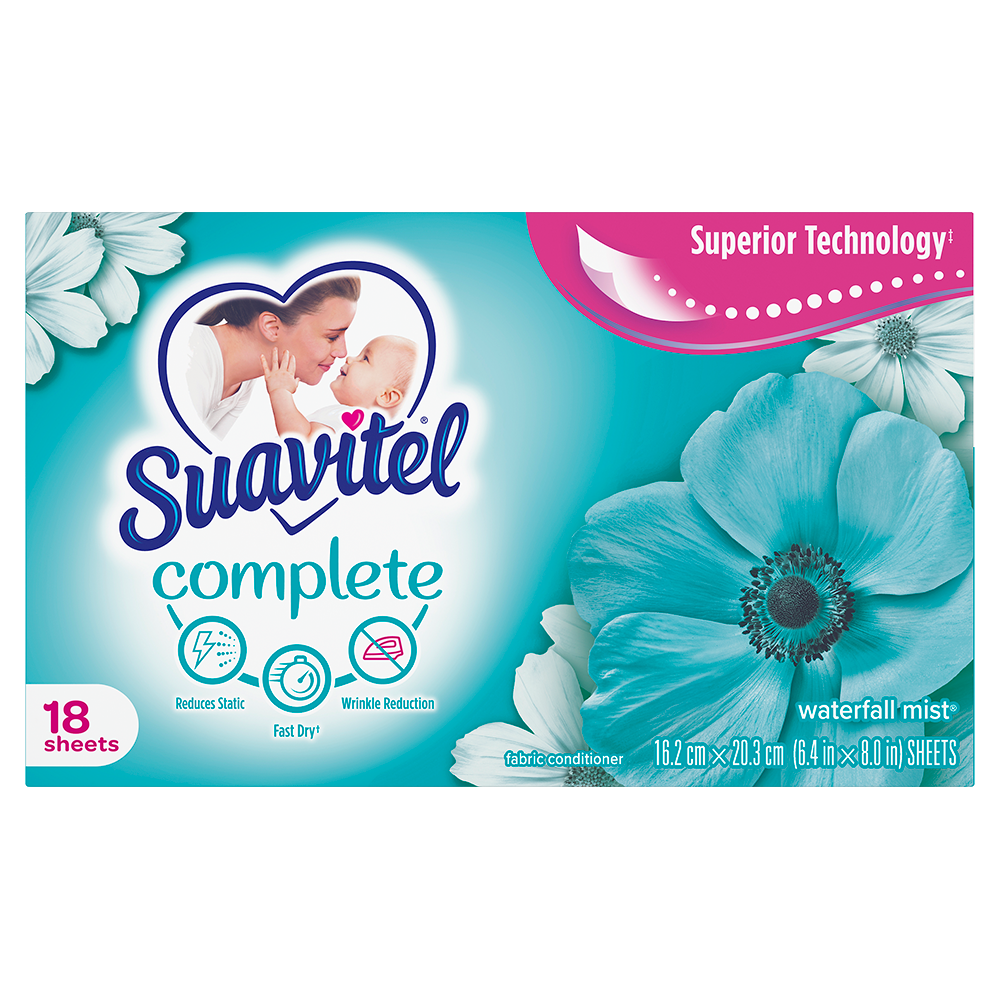 Suavitel Dryer Sheets Waterfall Mist   15/18ct