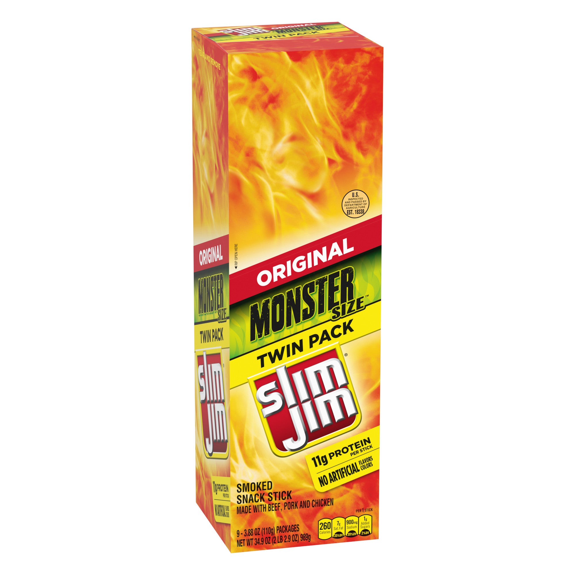 Slim Jim Monster Stick Twin Orig 3.88oz 6/9ct