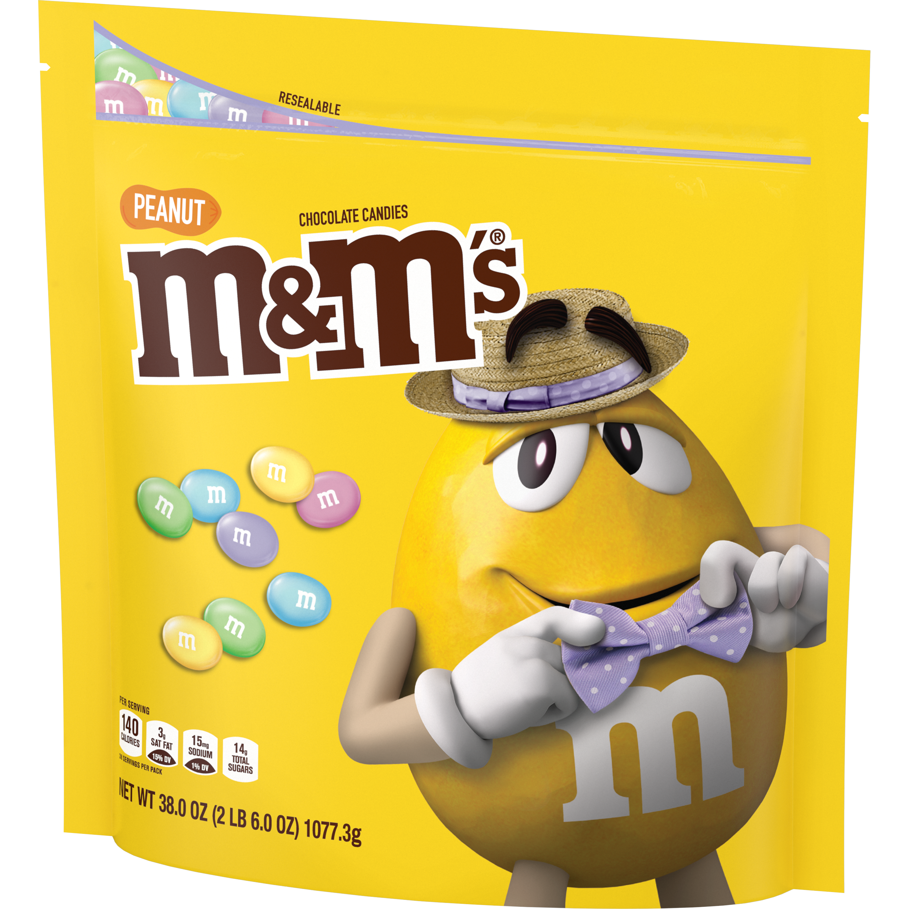 Mars M&M'S PEANUT STAND UP POUCH DRC EASTER PASTEL 38 OZ BAG 12 ct