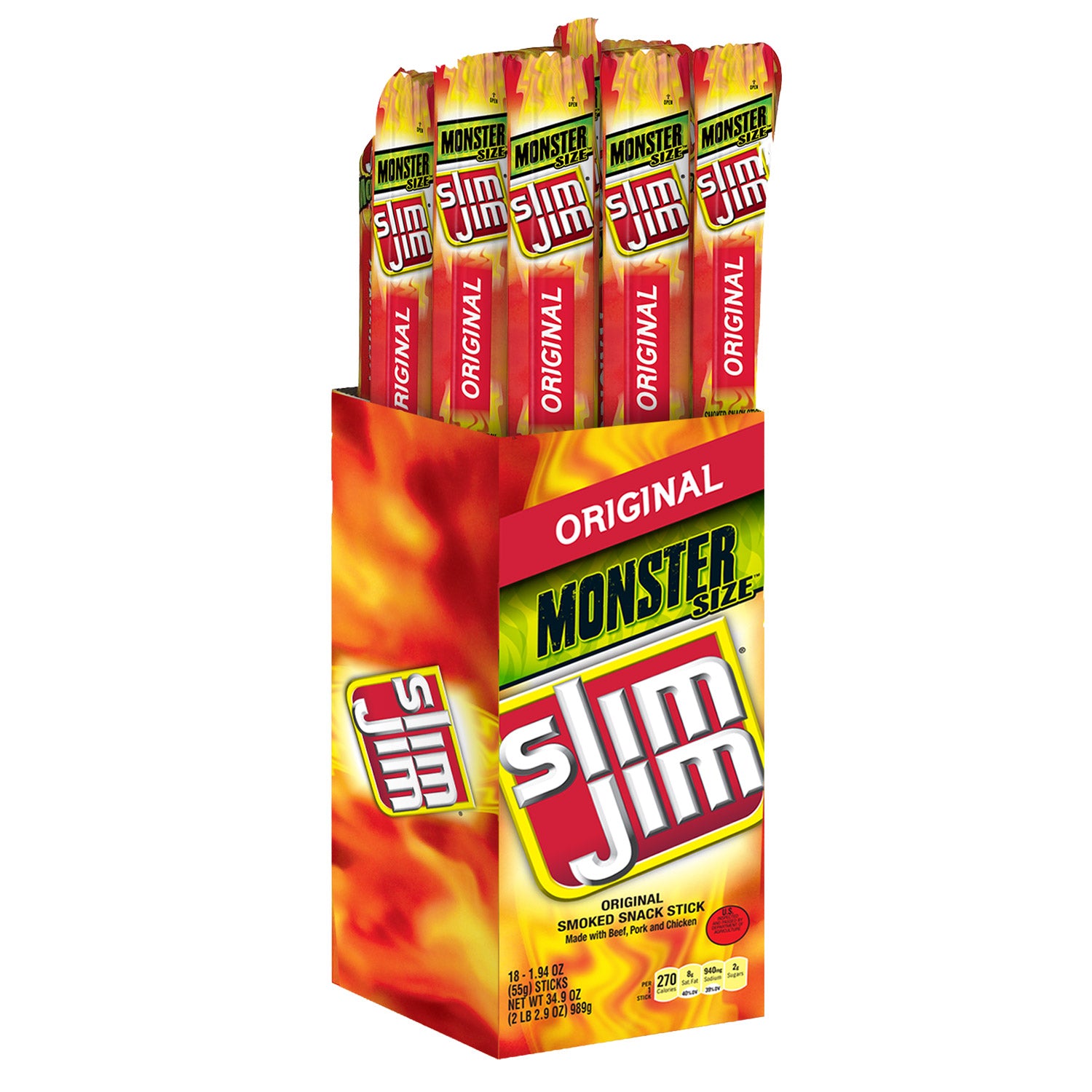 Slim Jim Shipper Monster Stick PW  Orig/Tabasco/Mild