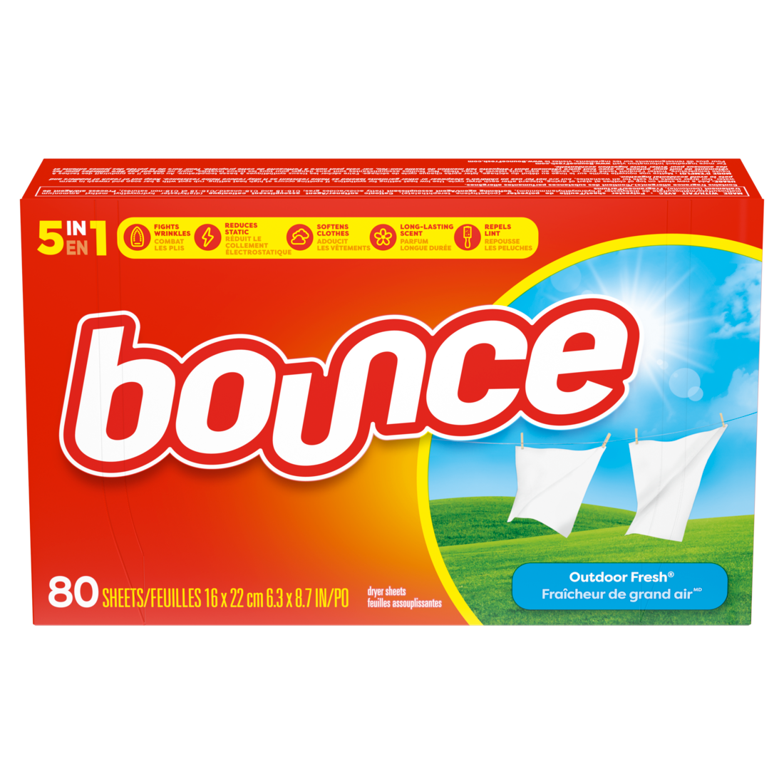 Bounce Dryer Sheets, Outdoor Fresh, 80 count