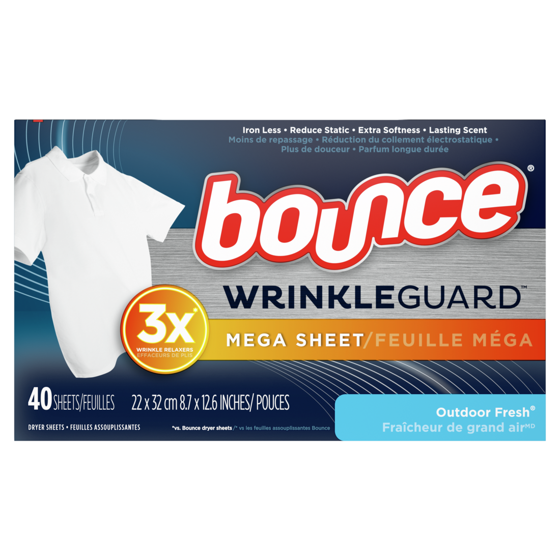 Bounce Dryer Sheets Wrinkle ODF  40 Sheets  6ct