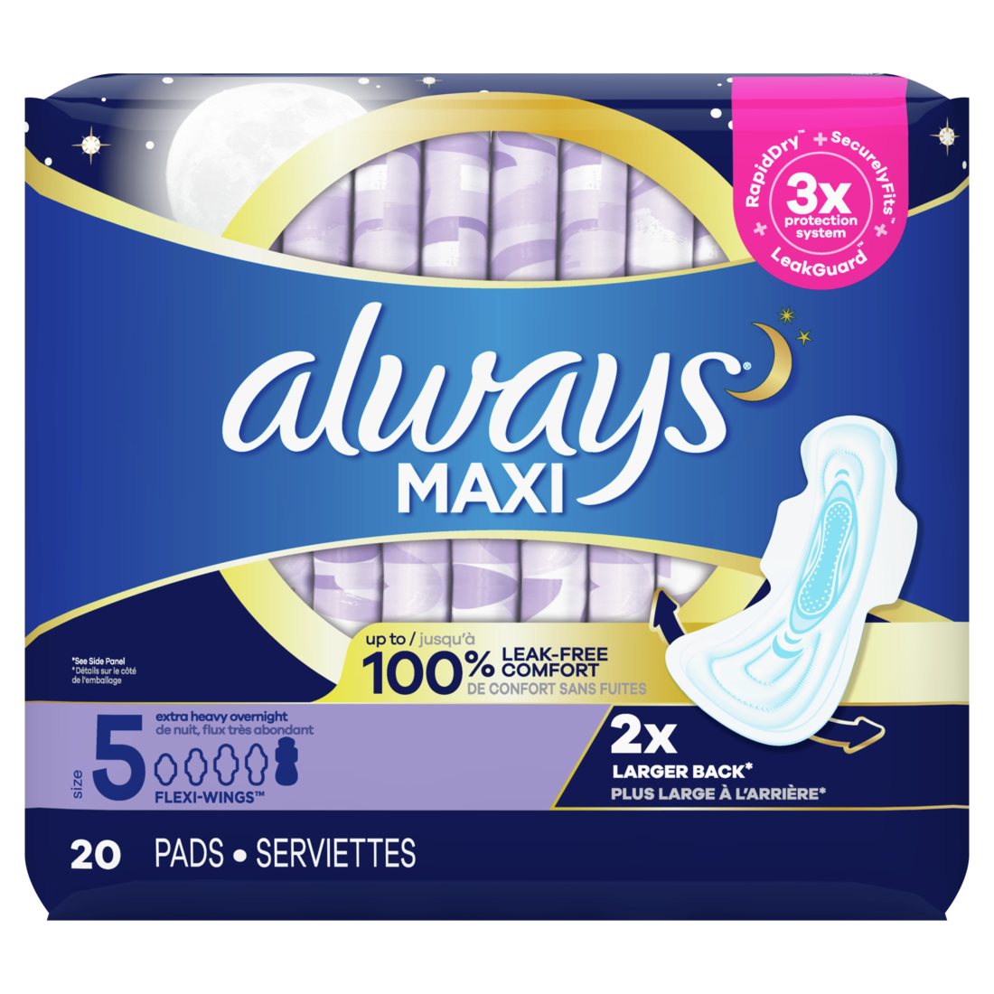 Procter & Gamble Always Maxi Wings Heavy Flow 6/20ct 6Pack