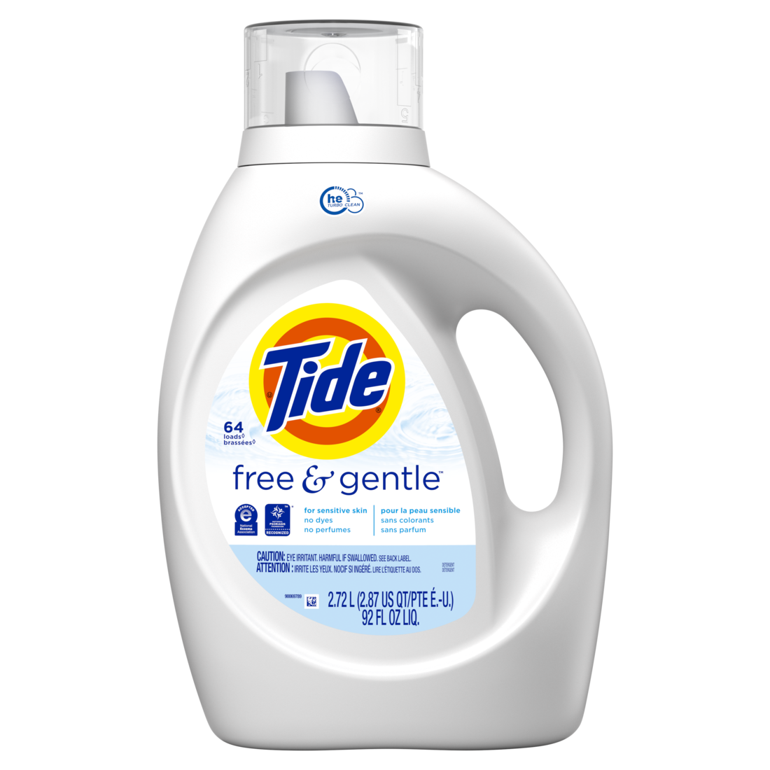 Tide Free & Gentle Liquid Laundry Detergent, 64 loads 92 fl oz