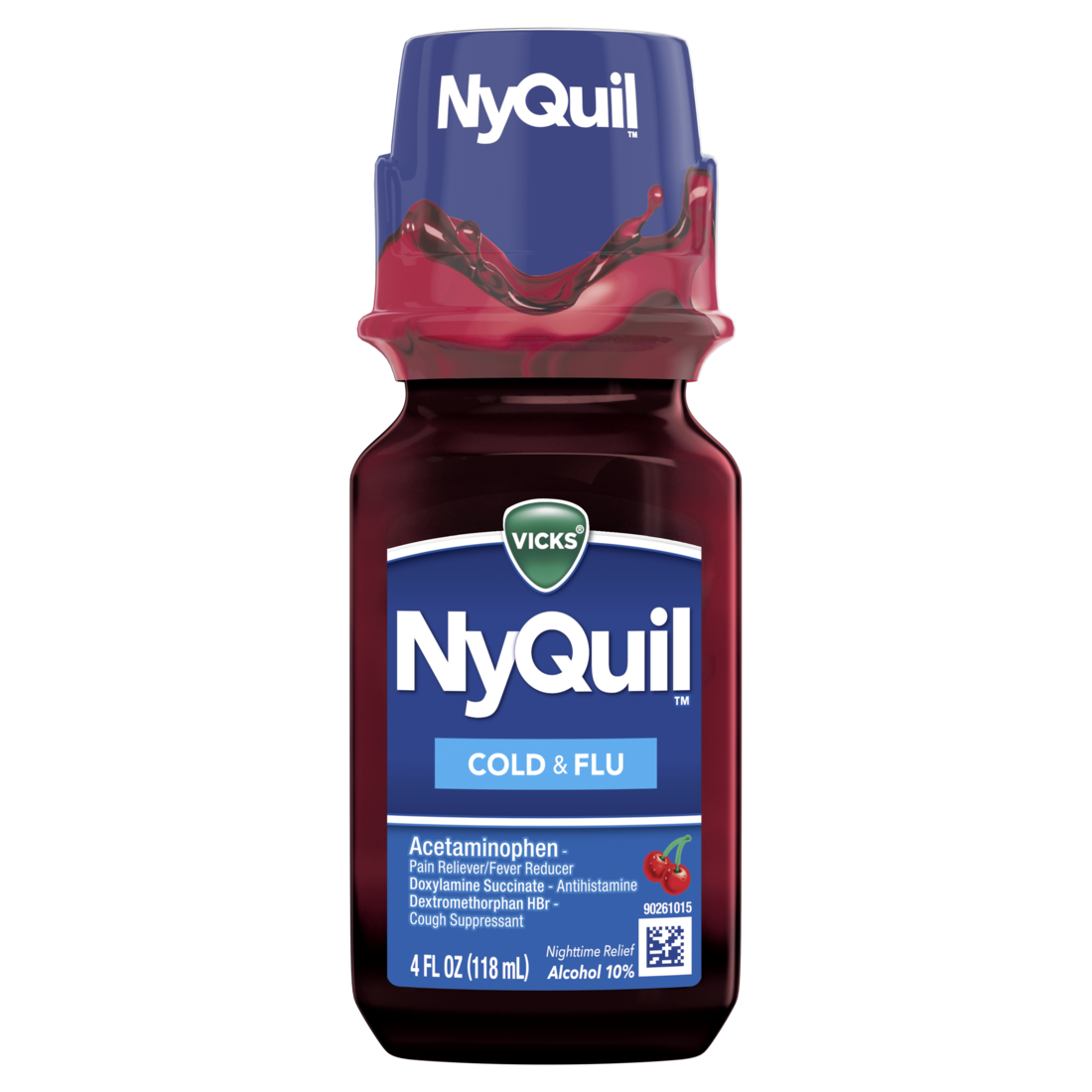 NyQuil Liquid Cold and Flu Cherry 4oz 4/4ct