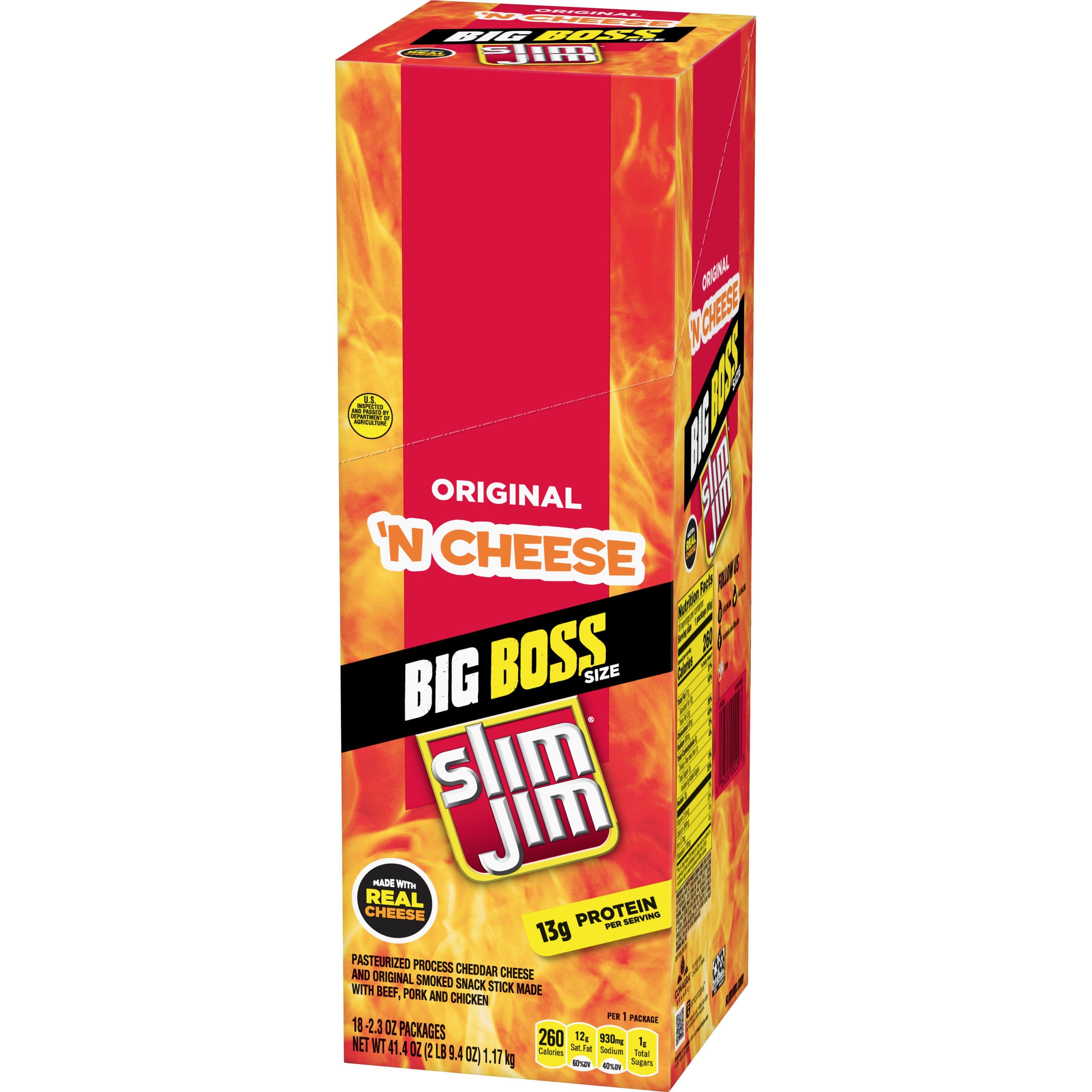 Slim Jim Big Boss  Original  SJ /Cheese  2.3oz  6/18 ct